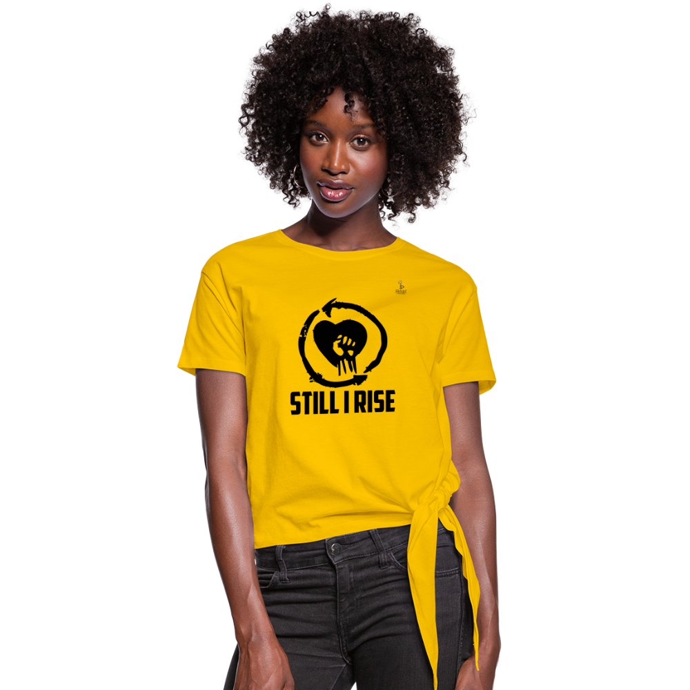 Still I Rise - Women's Knotted T-Shirt - Black - sun yellow
