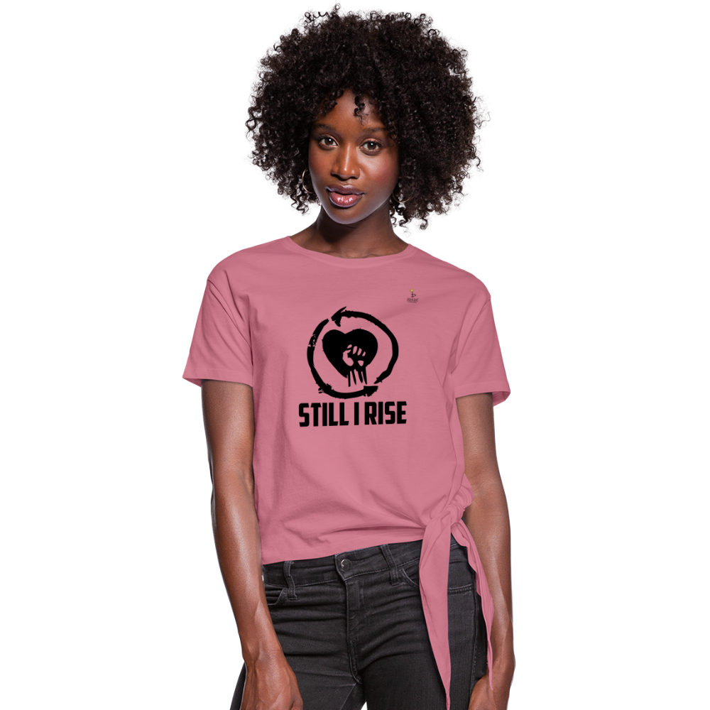 Still I Rise - Women's Knotted T-Shirt - Black - mauve