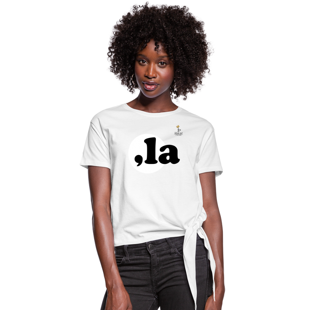 Comma-La (,la) - Women's Knotted T-Shirt - Kamala Haris - white