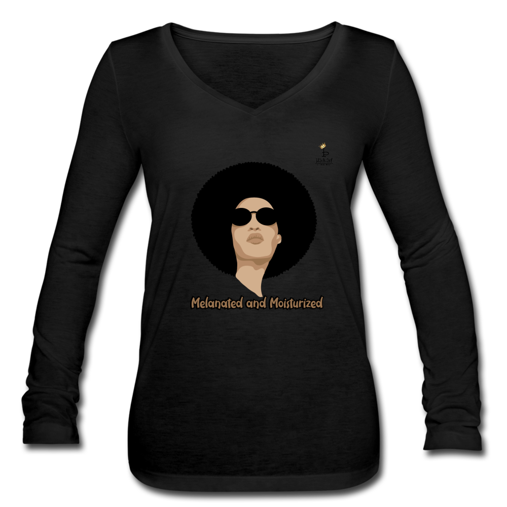 Melanated and Moisturized -Women's Premium Slim Fit Long Sleeve T-Shirt - black