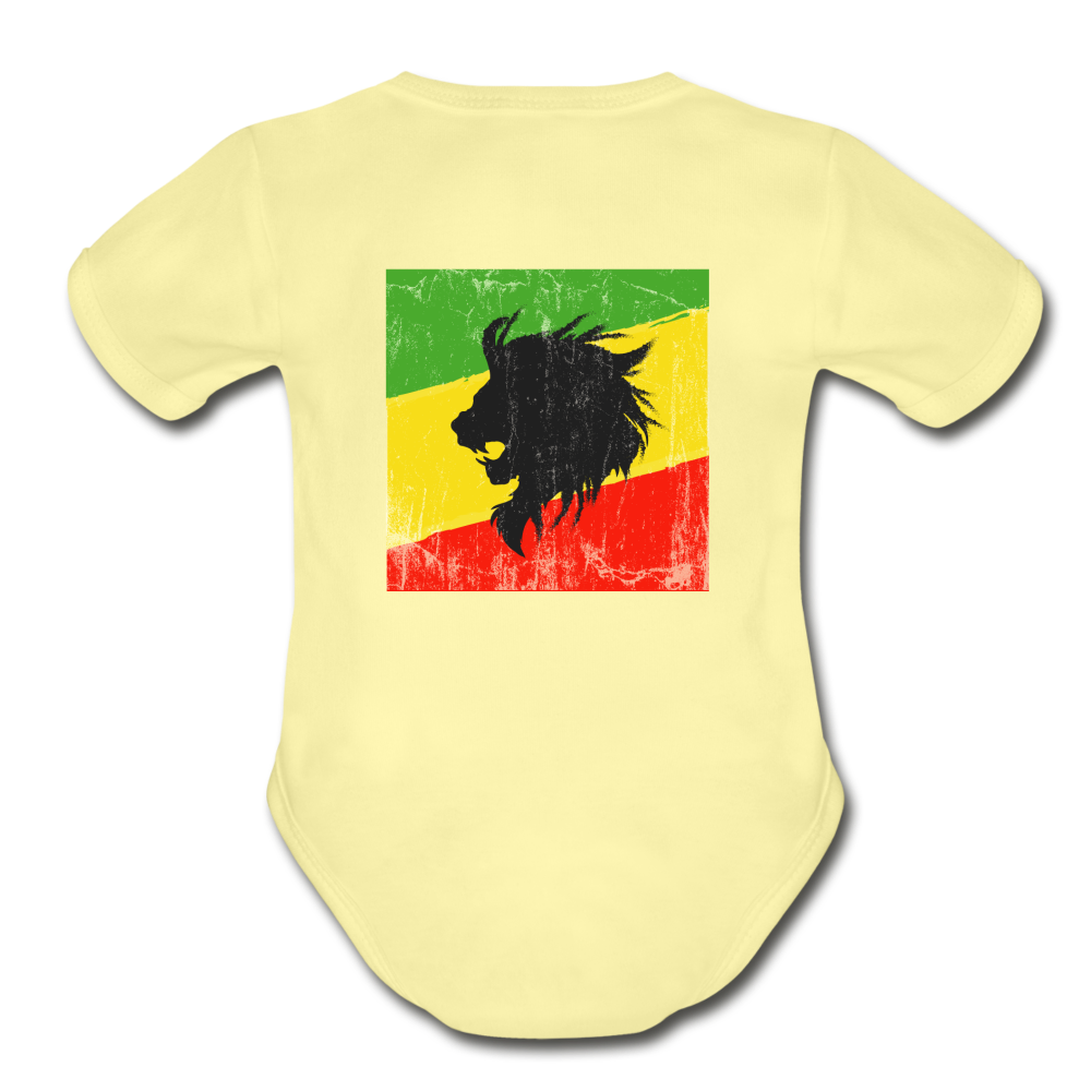 Lion of Judah Organic Short Sleeve Baby Bodysuit - washed yellow