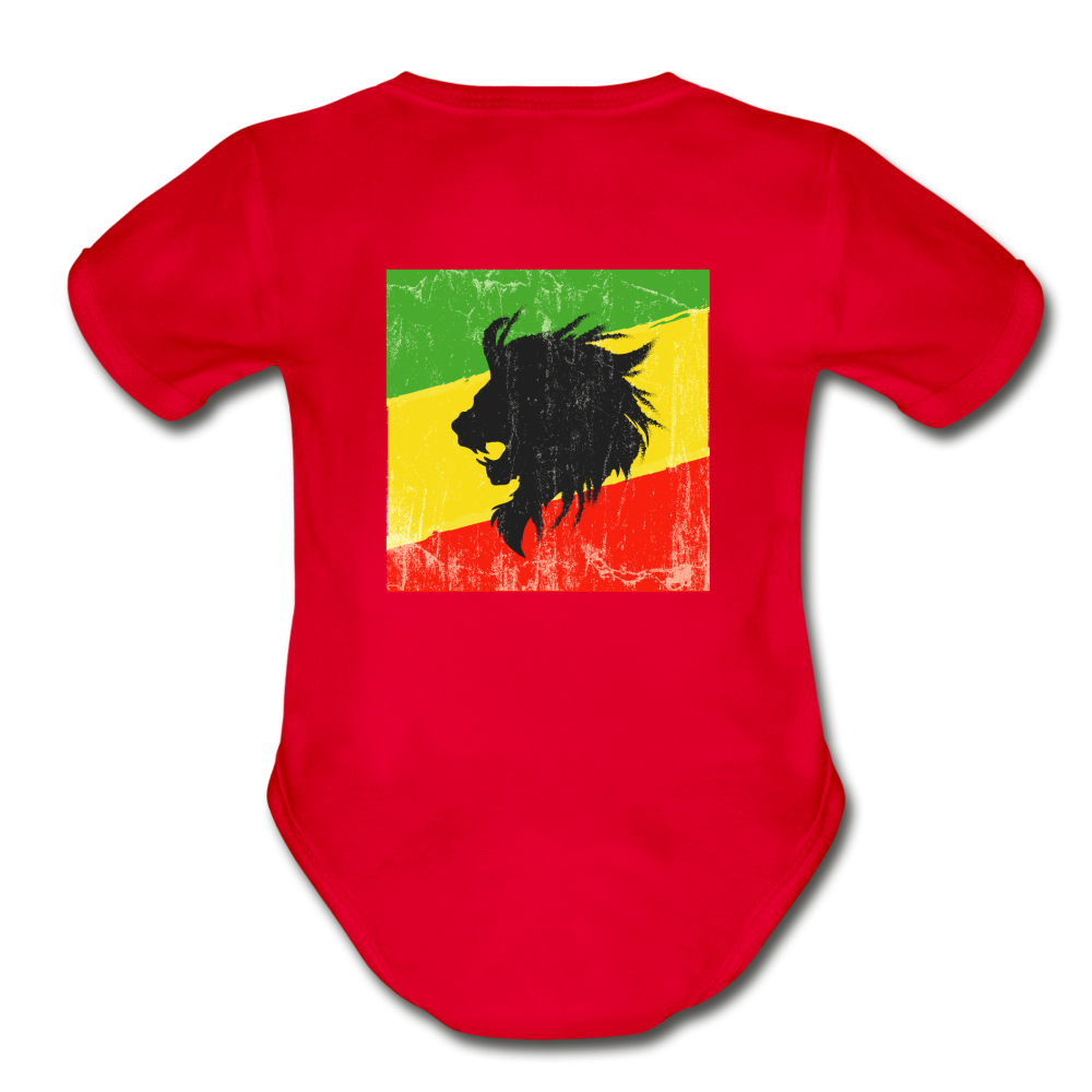 Lion of Judah Organic Short Sleeve Baby Bodysuit - red
