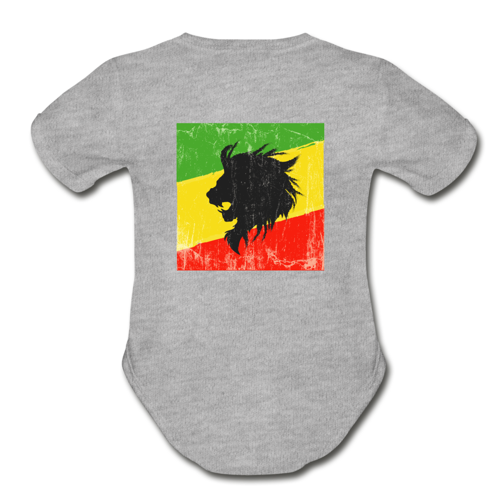 Lion of Judah Organic Short Sleeve Baby Bodysuit - heather gray