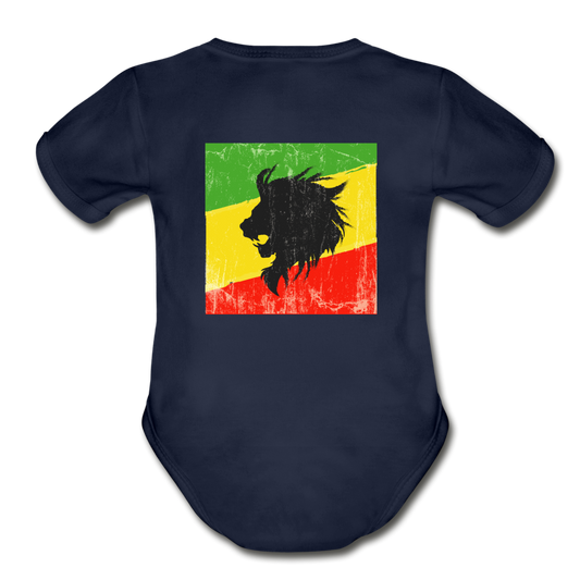 Lion of Judah Organic Short Sleeve Baby Bodysuit - dark navy
