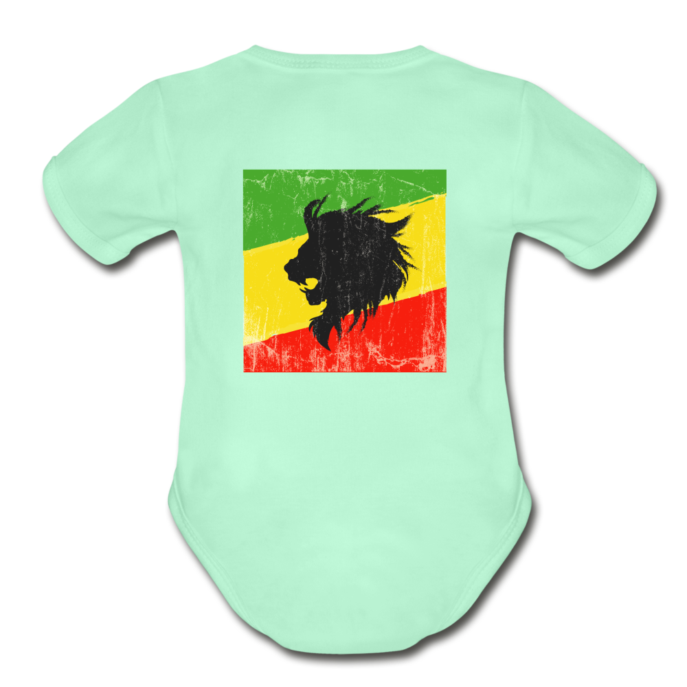 Lion of Judah Organic Short Sleeve Baby Bodysuit - light mint