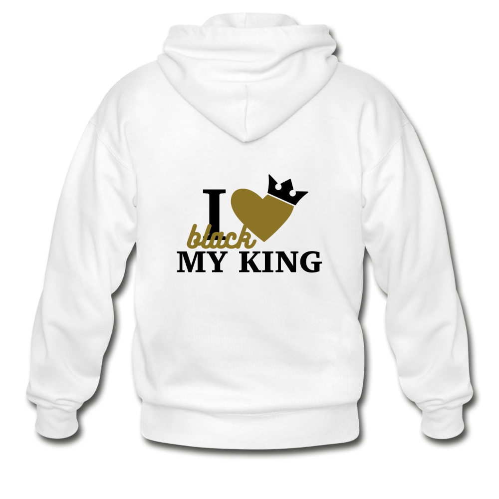 I Love My Black King Zip Hoodie - white