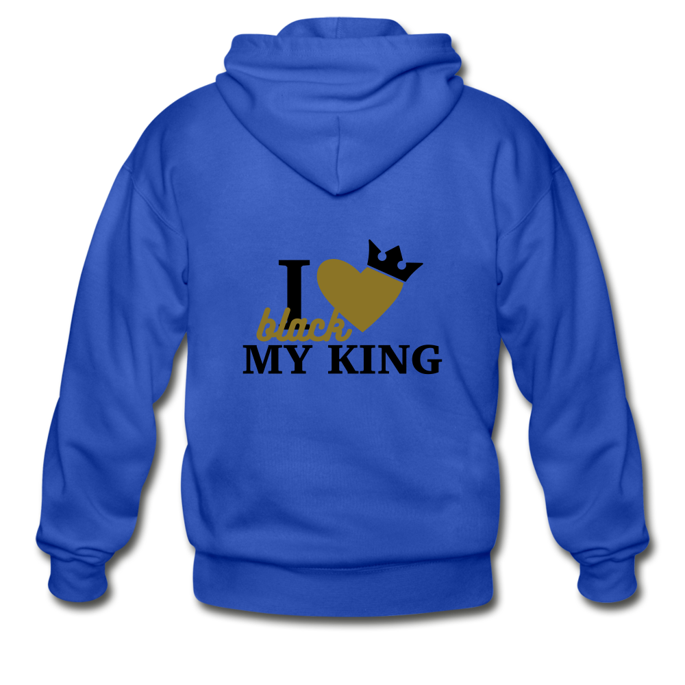 I Love My Black King Zip Hoodie - royal blue