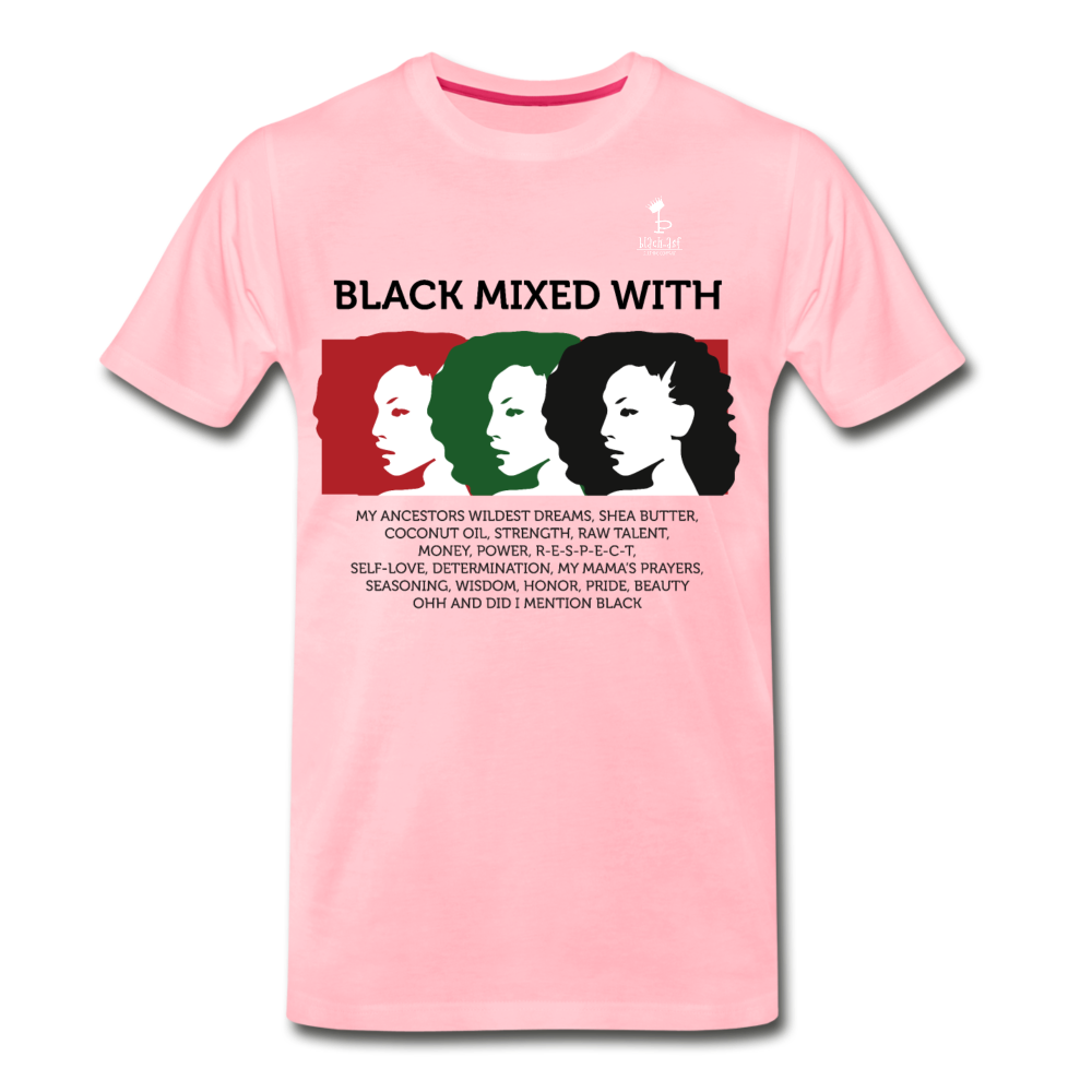 Black Mixed With - Premium T-Shirt - Light Background - pink