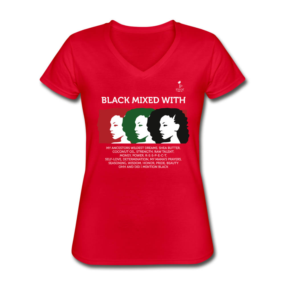 Black Mixed With...- Women's V-Neck T-Shirt - red