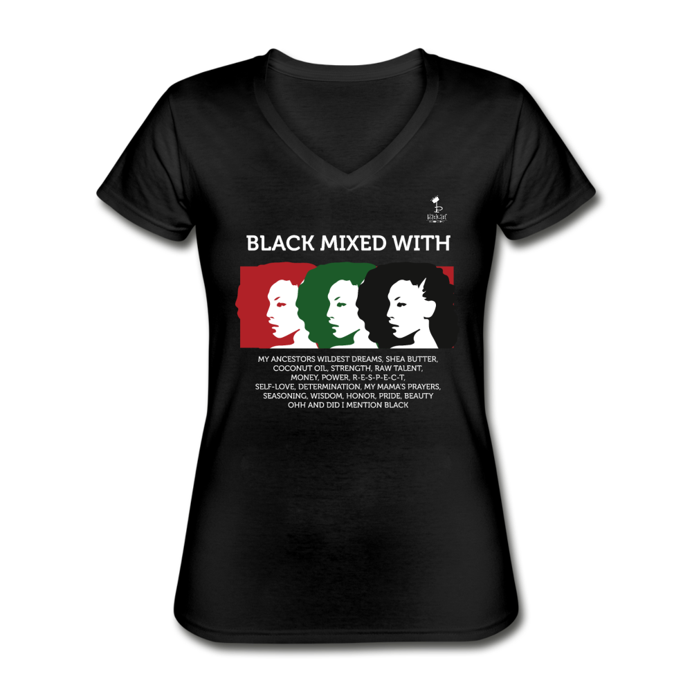 Black Mixed With...- Women's V-Neck T-Shirt - black
