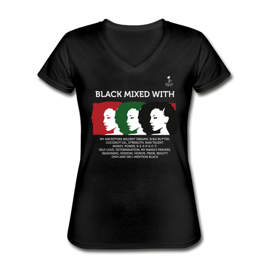 Black Mixed With...- Women's V-Neck T-Shirt - black