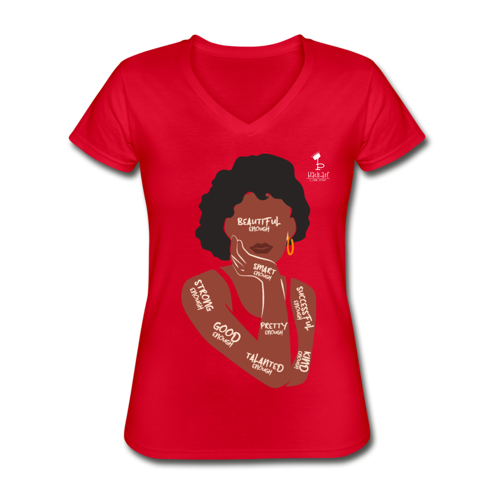 I Am Enough - Women's V-Neck T-Shirt - red