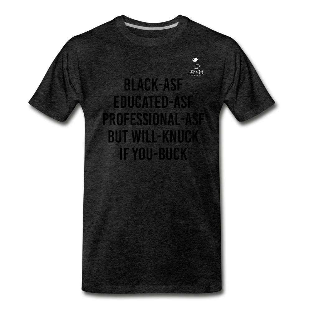 Knuck If You Buck Letter  T-Shirt - charcoal gray