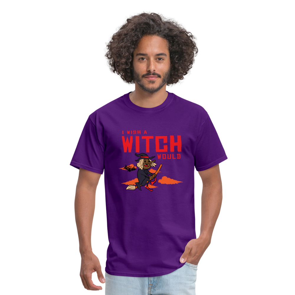 I Wish a Witch Would Halloween T-Shirt - purple