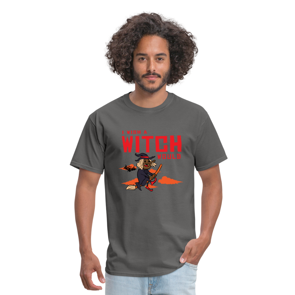 I Wish a Witch Would Halloween T-Shirt - charcoal