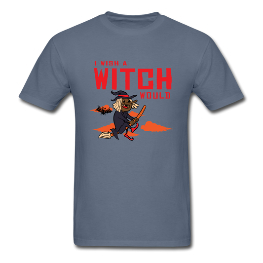 I Wish a Witch Would Halloween T-Shirt - denim