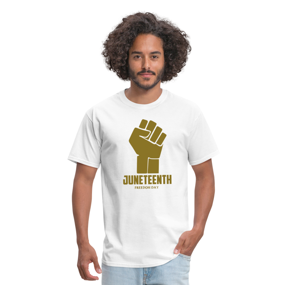 Juneteenth Freedom Day Metallic Fist T-Shirt - white