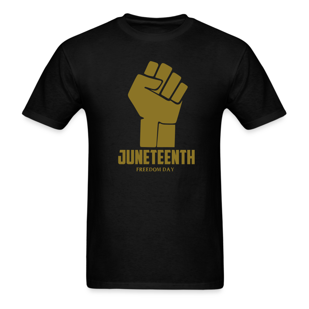 Juneteenth Freedom Day Metallic Fist T-Shirt - black