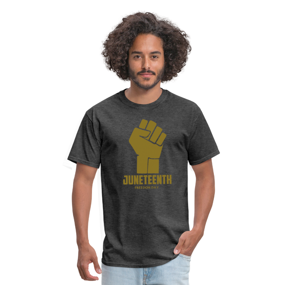 Juneteenth Freedom Day Metallic Fist T-Shirt - heather black