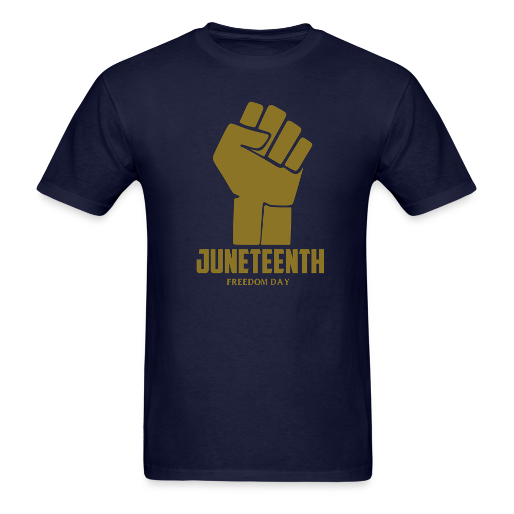 Juneteenth Freedom Day Metallic Fist T-Shirt - navy