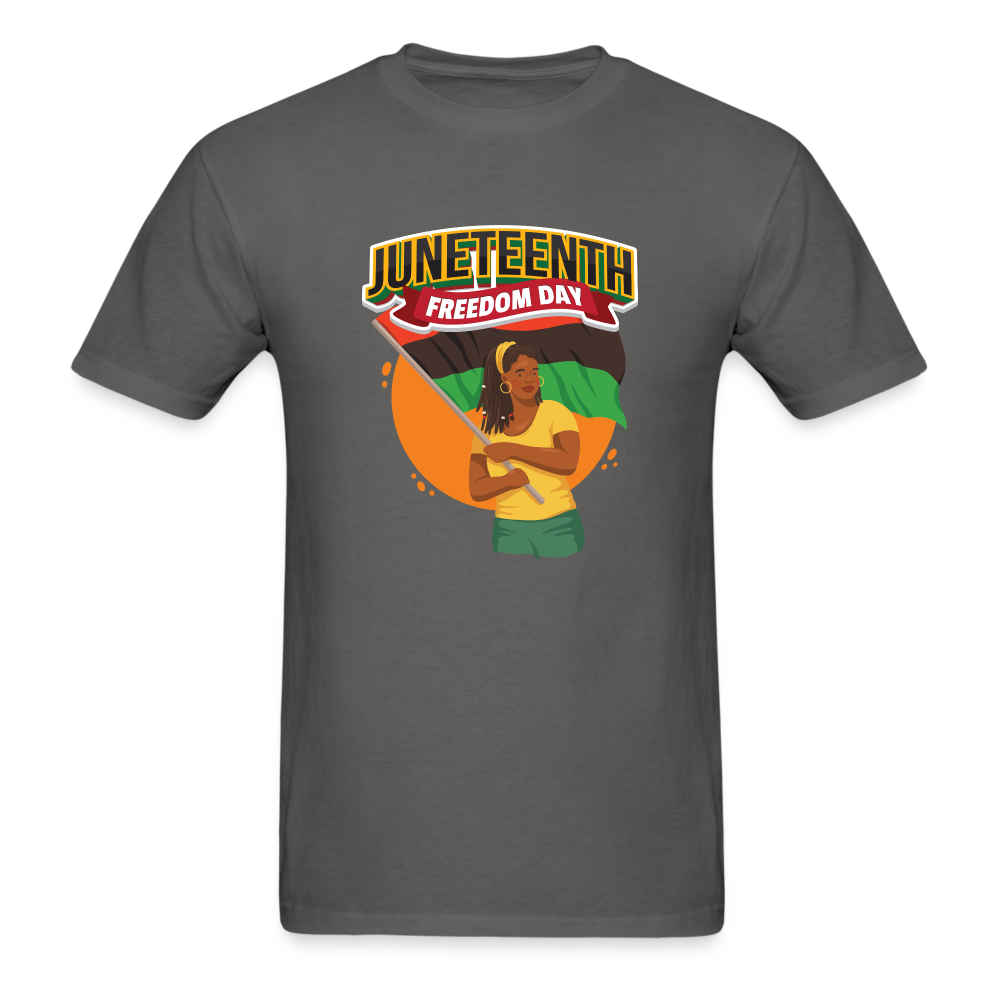 Juneteenth Freedom Day Flag T-Shirt - charcoal