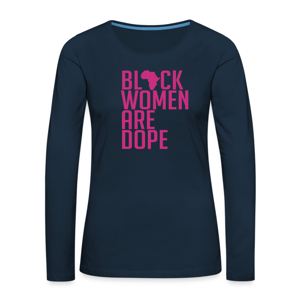 Black Women Are Dope - Women's Premium Long Sleeve Velvet  T-Shirt - deep navy